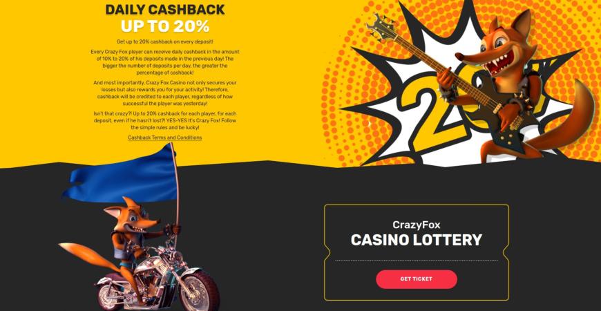 CrazyFox Casino cashback