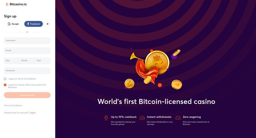 Sådan opretter du dig hos Bitcasino.io
