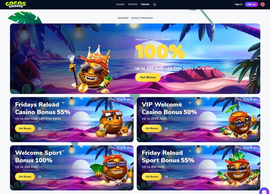 Velkomstbonus hos Cocos Casino