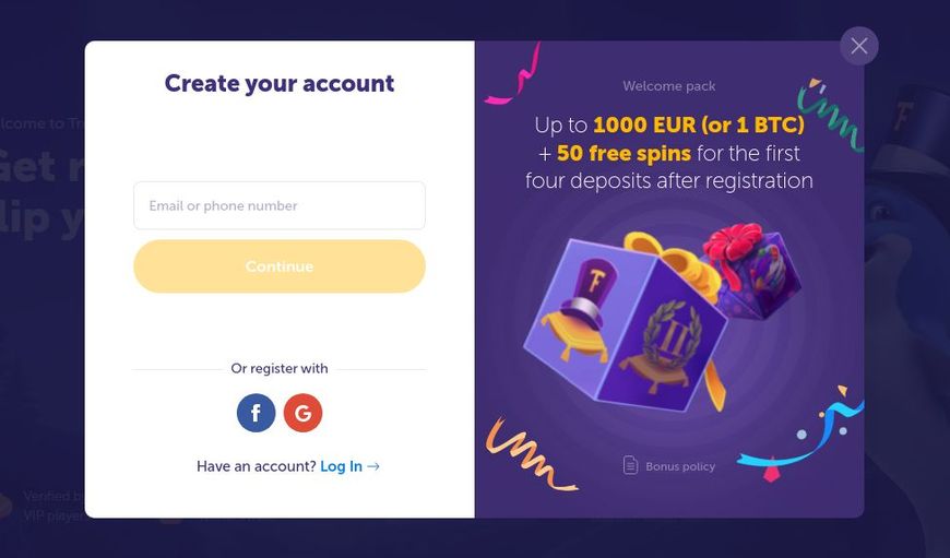 Sådan opretter du dig hos True Flip Casino